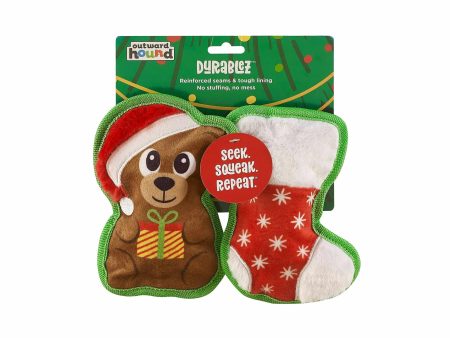 Outward Hound Durablez Bear Stocking Dog Chew Toy XS 2pk Supply