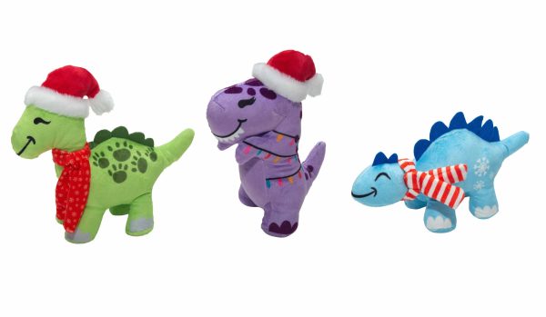 SnugArooz Christmas Dinos Plush Dog Toy 3pk Cheap