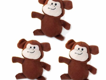 ZippyPaws Miniz 3 Pack- Monkeys Hot on Sale