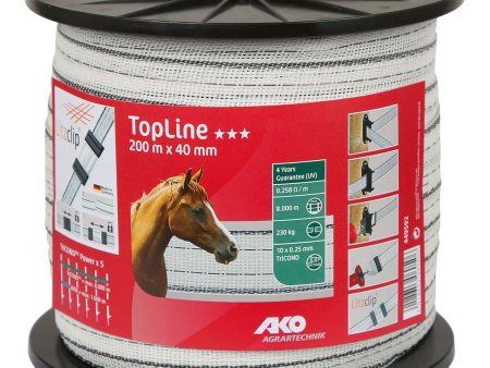 Ako Ruban de Clôture Topline 200m Blanc Noir on Sale