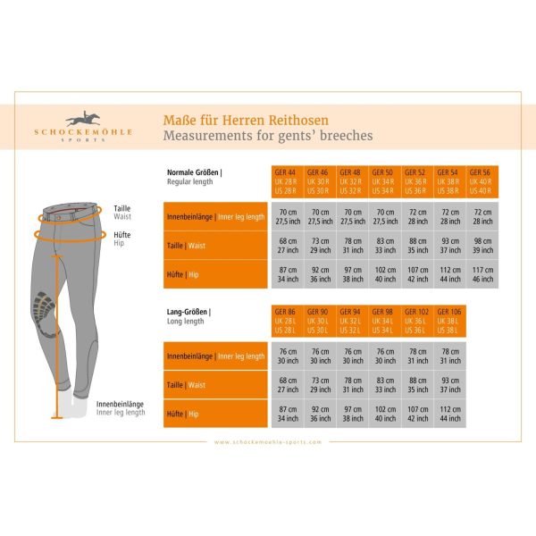 Schockemöhle Rijbroek Equinox Phoenix Heren Knie Grip Grijs Oranje Supply